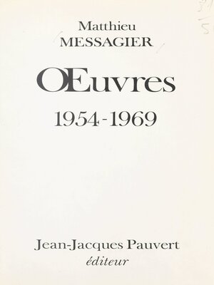 cover image of Œuvres